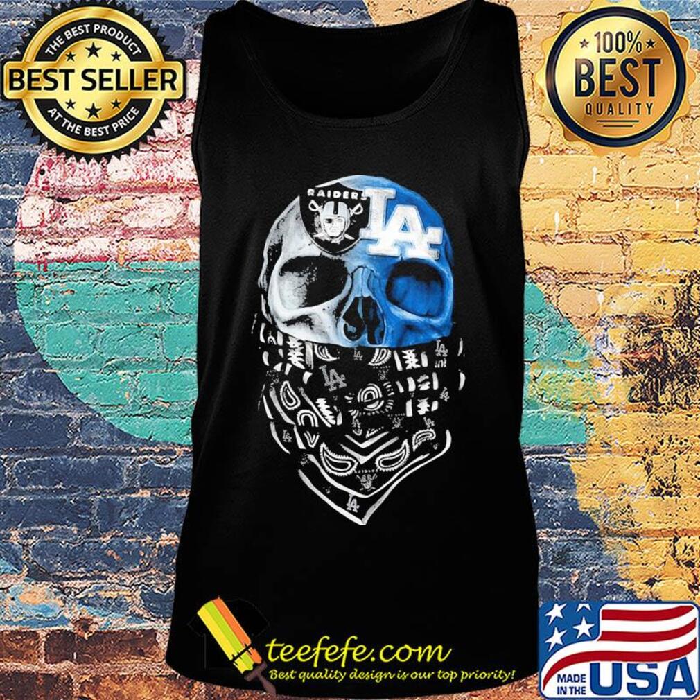 Skull mask oakland raiders and los angeles dodgers logo s Tank top Skull mask oakland raiders and los angeles dodgers logo s Tank top