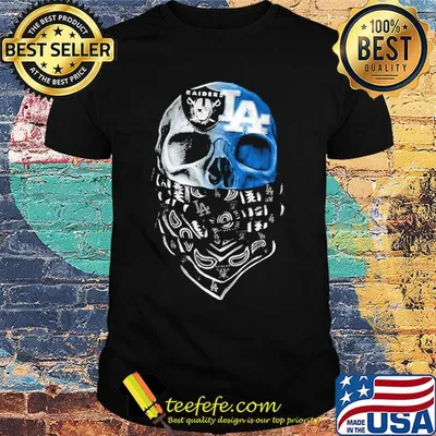 Skull mask oakland raiders and los angeles dodgers logo shirt