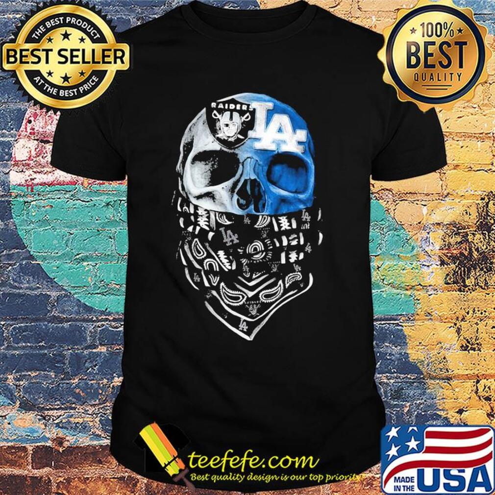 Skull mask oakland raiders and los angeles dodgers logo shirt