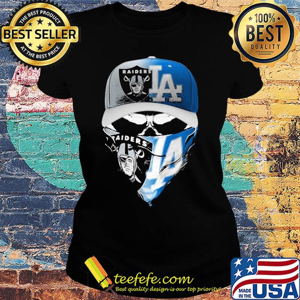 Skull mask oakland raiders and los angeles dodgers s Ladies tee Skull mask oakland raiders and los angeles dodgers s Ladies tee