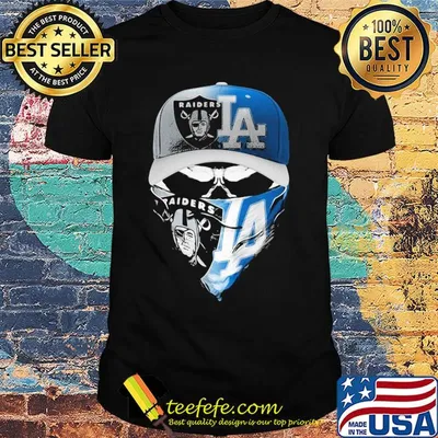 Skull mask oakland raiders and los angeles dodgers shirt