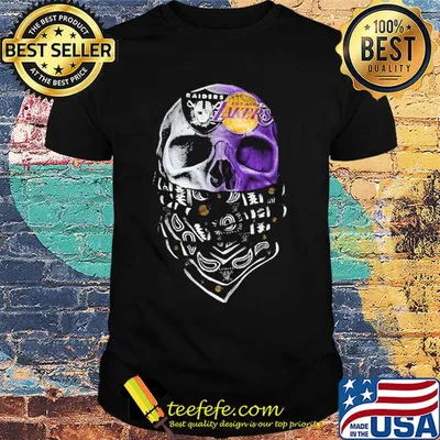 Skull mask oakland raiders and los angeles lakers shirt