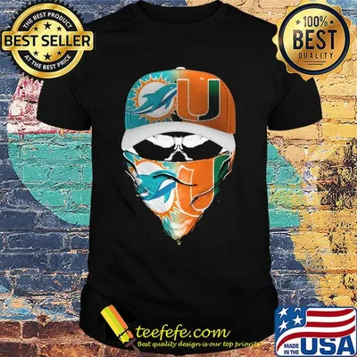 Skull mask player miami dolphins and miami hurricanes shirt