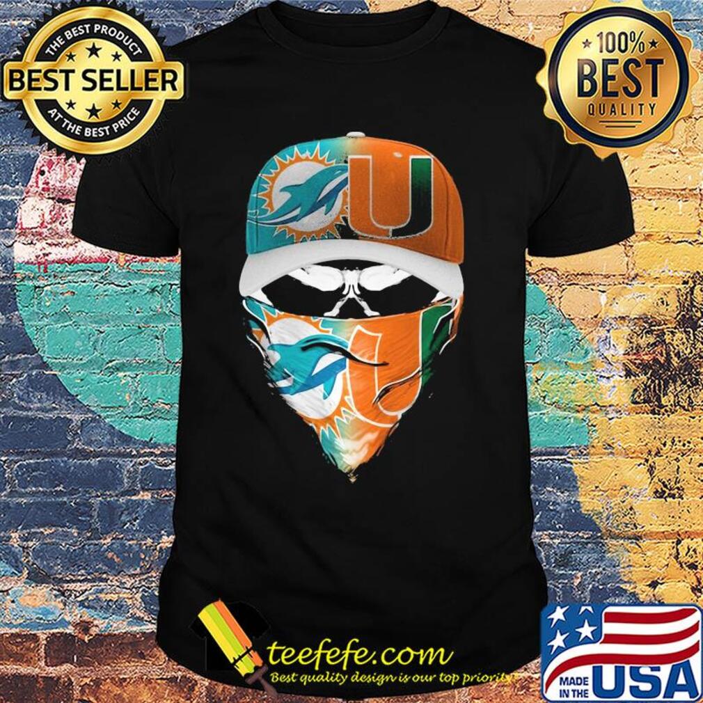 Skull mask player miami dolphins and miami hurricanes shirt Skull mask player miami dolphins and miami hurricanes shirt