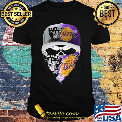 Skull mask player oakland raiders and los angeles lakers shirt