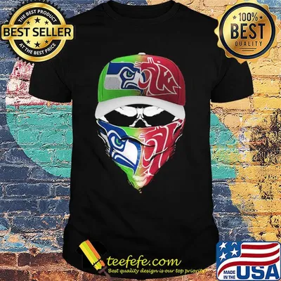 Skull mask seattle seahawks and washington state cougars shirt