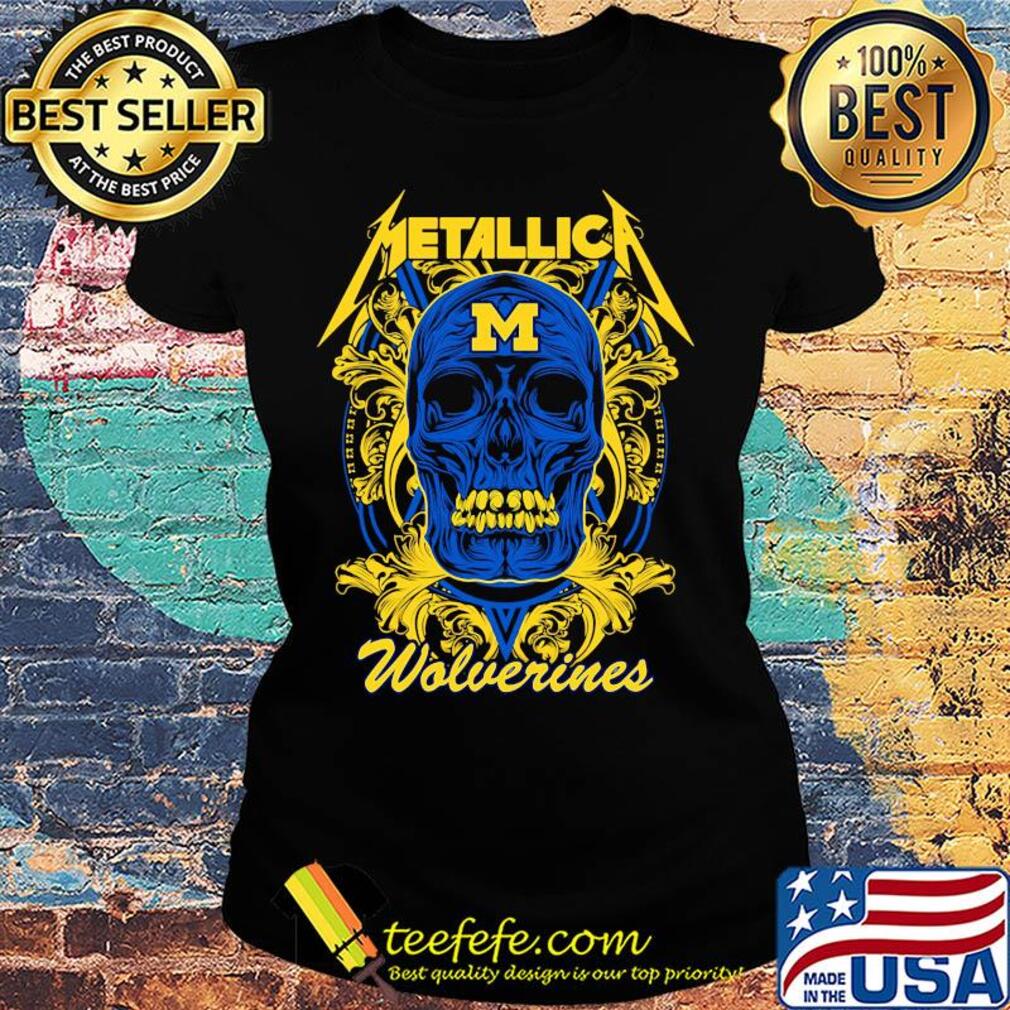 Skull metallica michigan wolverines football fish s Ladies tee Skull metallica michigan wolverines football fish s Ladies tee