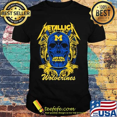 Skull metallica michigan wolverines football fish shirt