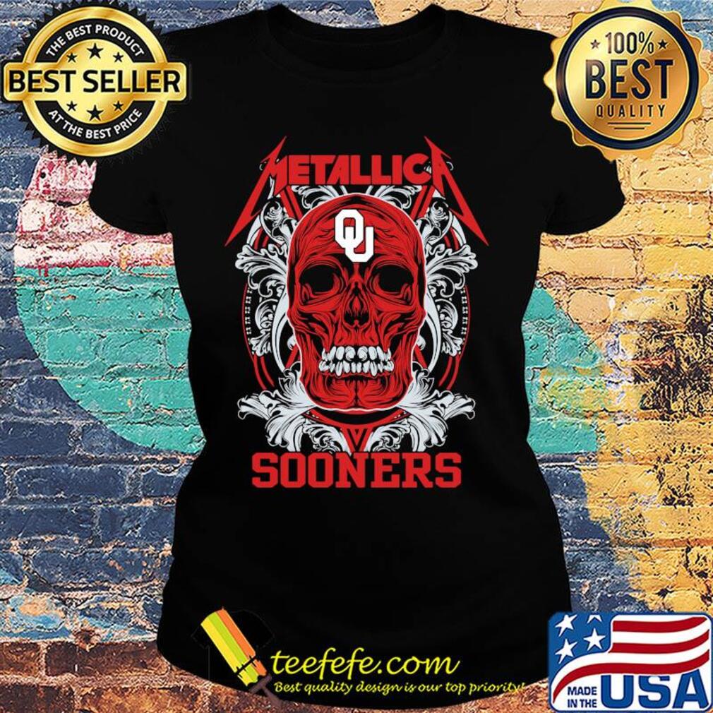 Skull metallica oklahoma sooners football fish s Ladies tee Skull metallica oklahoma sooners football fish s Ladies tee
