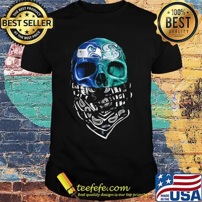 Skull seattle seahawks and seattle mariners shirt