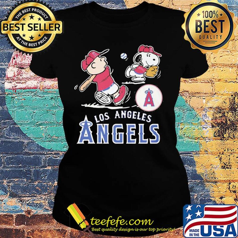 Snoopy and charlie brown playing baseball los angeles angels s Ladies tee Snoopy and charlie brown playing baseball los angeles angels s Ladies tee