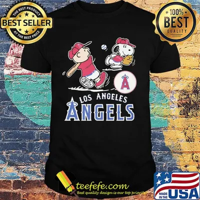 Snoopy and charlie brown playing baseball los angeles angels shirt