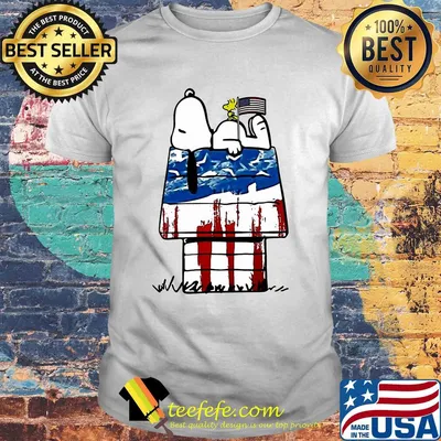 Snoopy and woodstock sleeping house american flag independence day shirt