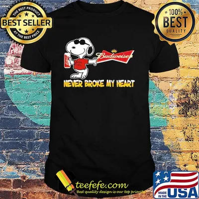 Snoopy budweiser beer never broke my heart shirt