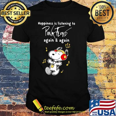 Snoopy happiness is listening to pink floyd again and again shirt