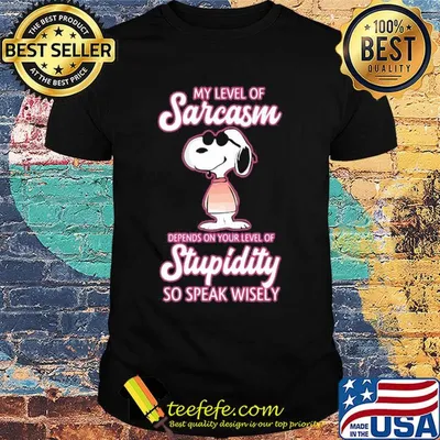 Snoopy my level of sarcasm depends on your level of stupidity so speak wisely shirt
