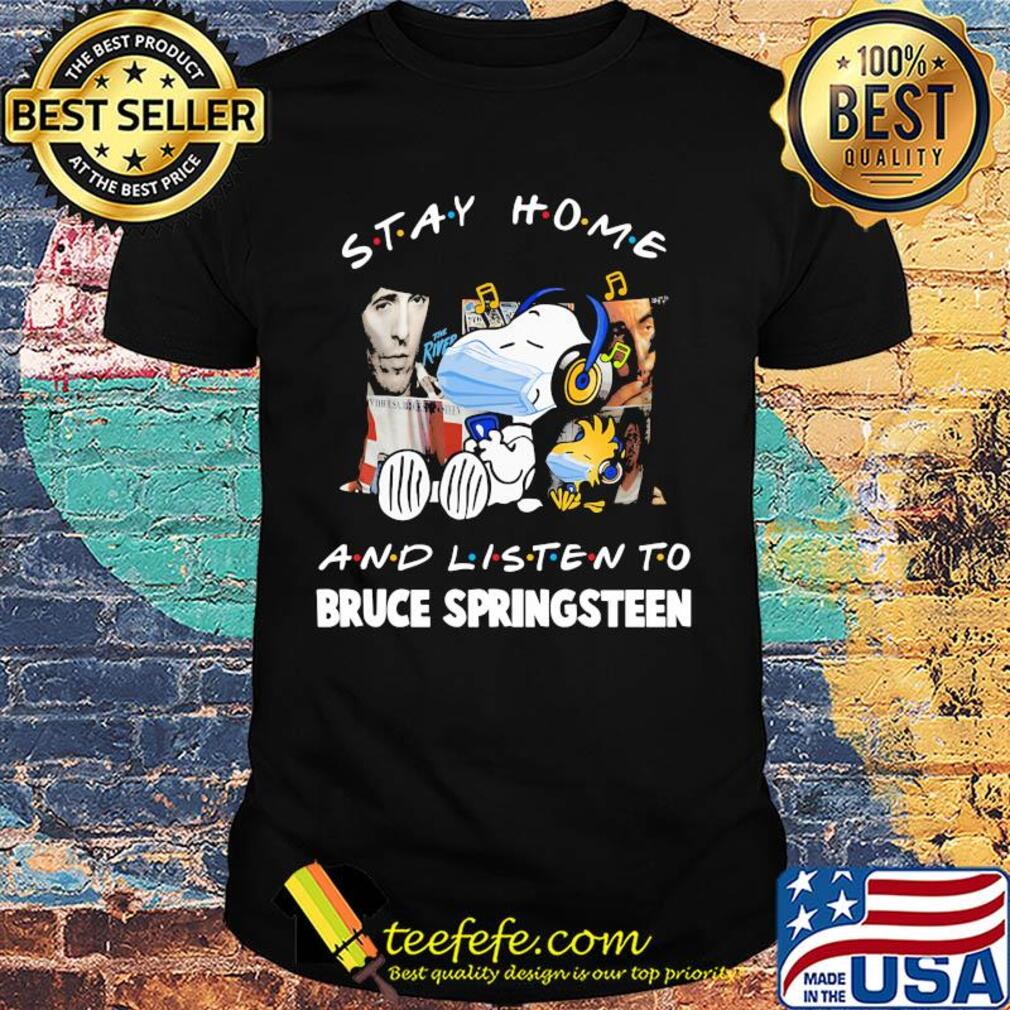 Snoopy wear mask stay home and listen to bruce springsteen covid-19 shirt