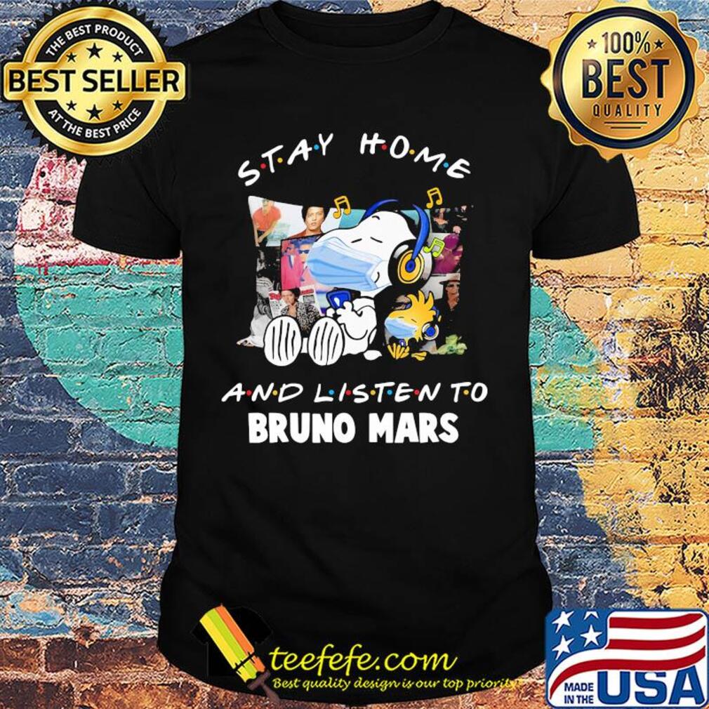 Snoopy wear mask stay home and listen to bruno mars covid-19 shirt Snoopy wear mask stay home and listen to bruno mars covid-19 shirt