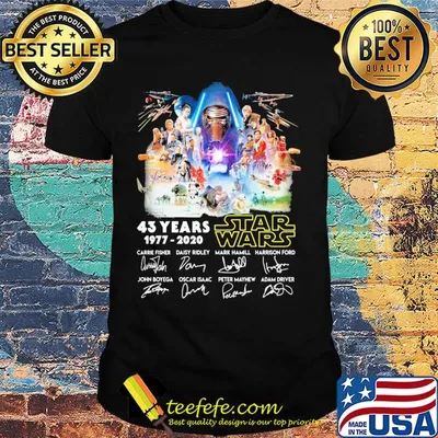 Star wars 43 years 1977 2020 characters signatures shirt