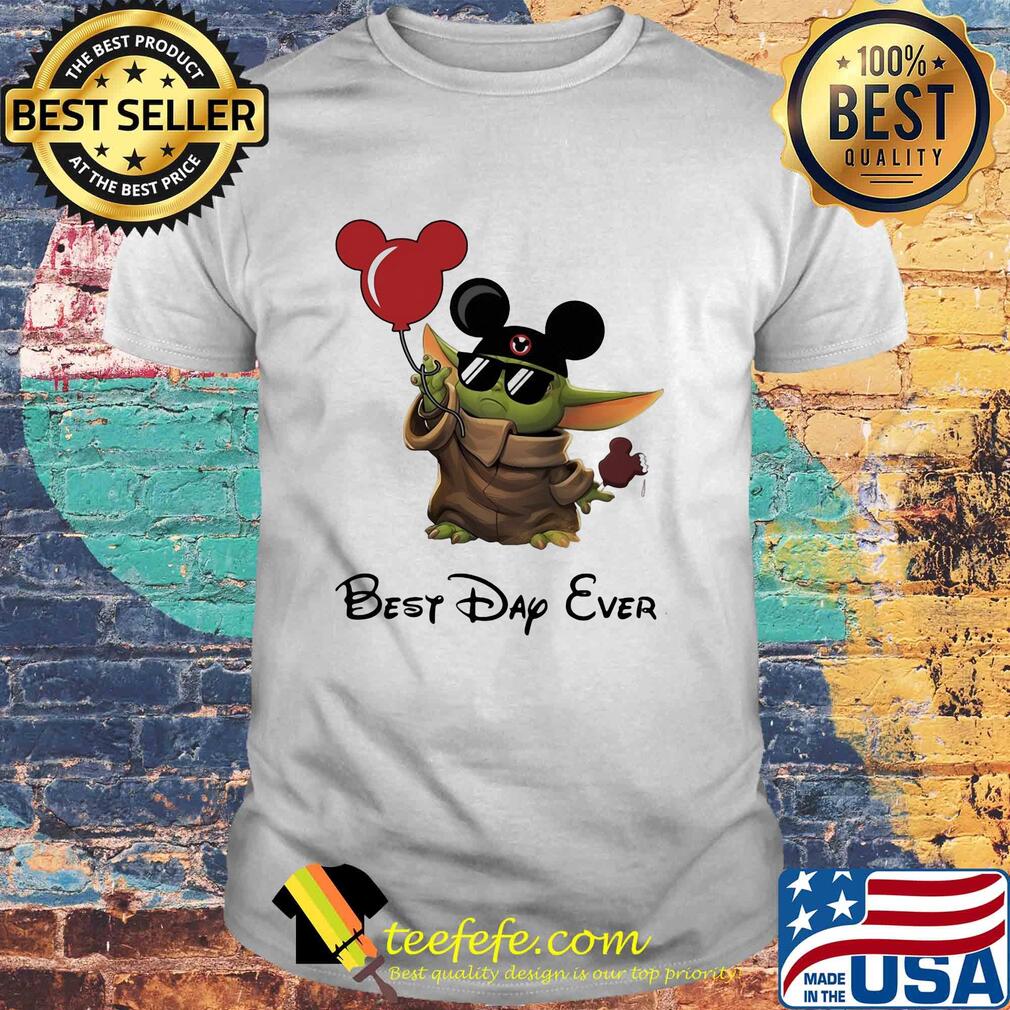 Star wars baby yoda holding balloon mickey mouse best dad ever shirt