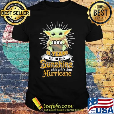 Star wars baby yoda hug 1989 31 years of being sunshine mixed with a little hurricane shirt