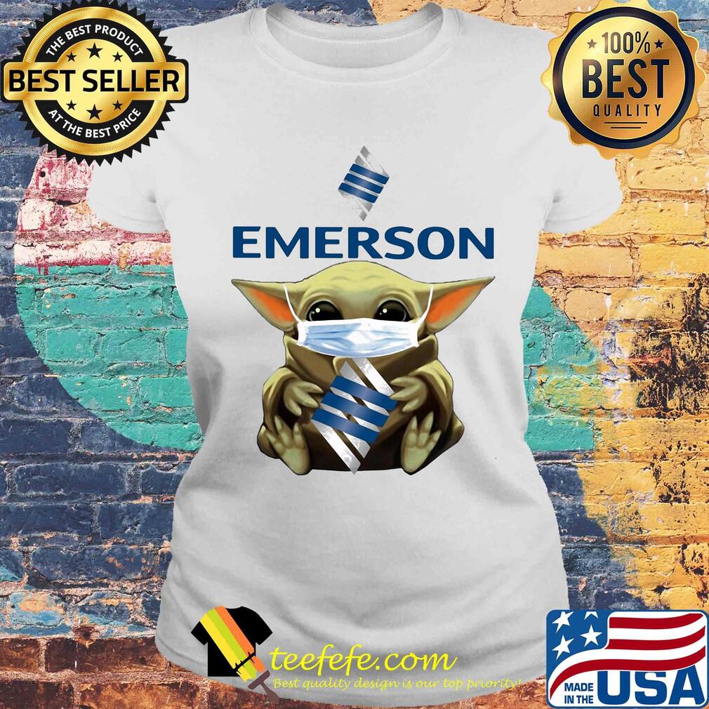 Star wars baby yoda hug emerson electric logo mask covid-19 s Laides tee Star wars baby yoda hug emerson electric logo mask covid-19 s Laides tee