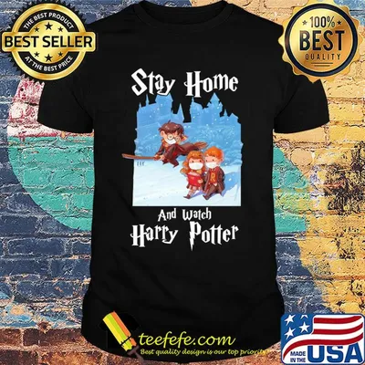 Stay home and watch harry potter characters chibi wear mask shirt