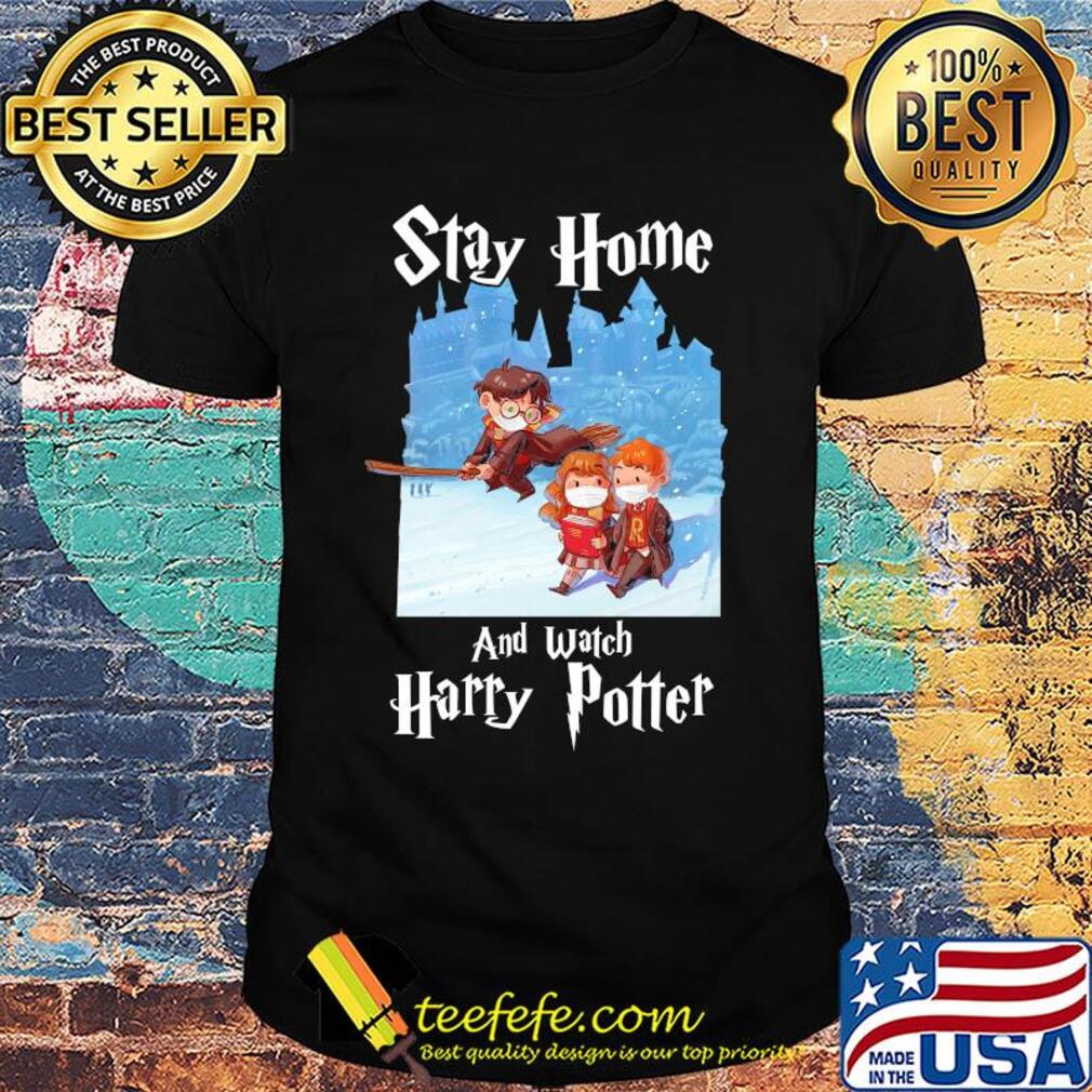 Stay home and watch harry potter characters chibi wear mask shirt