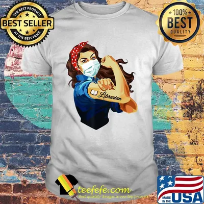 Strong woman tattoos librarian mask covid-19 shirt