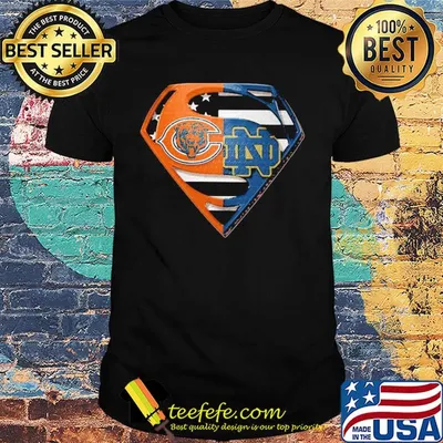 Superhero chicago bears and notre dame diamond american flag independence day shirt