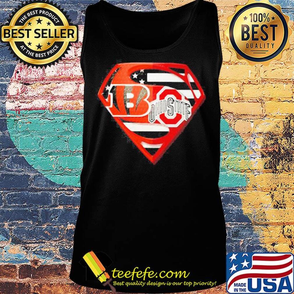 Superhero cincinnati bengals and ohio state buckeyes diamond american flag independence day s Tank top Superhero cincinnati bengals and ohio state buckeyes diamond american flag independence day s Tank top