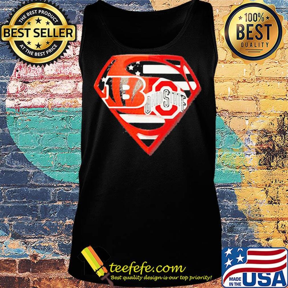 Superhero cincinnati bengals and ohio state buckeyes diamond independence day american flag s Tank top Superhero cincinnati bengals and ohio state buckeyes diamond independence day american flag s Tank top