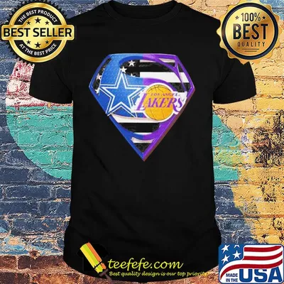 Superhero dallas cowboys and los angeles lakers diamond american flag independence day shirt
