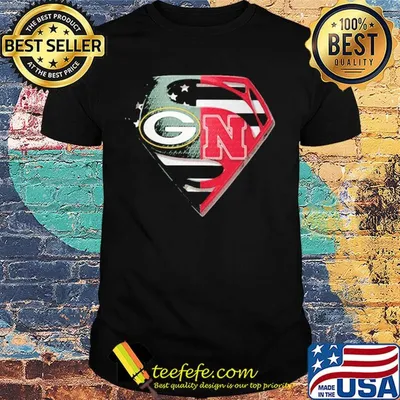 Superhero green bay packers and nebraska cornhuskers diamond american flag independence day shirt