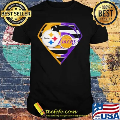 Superhero pittsburgh steelers and los angeles lakers diamond american flag independence day shirt