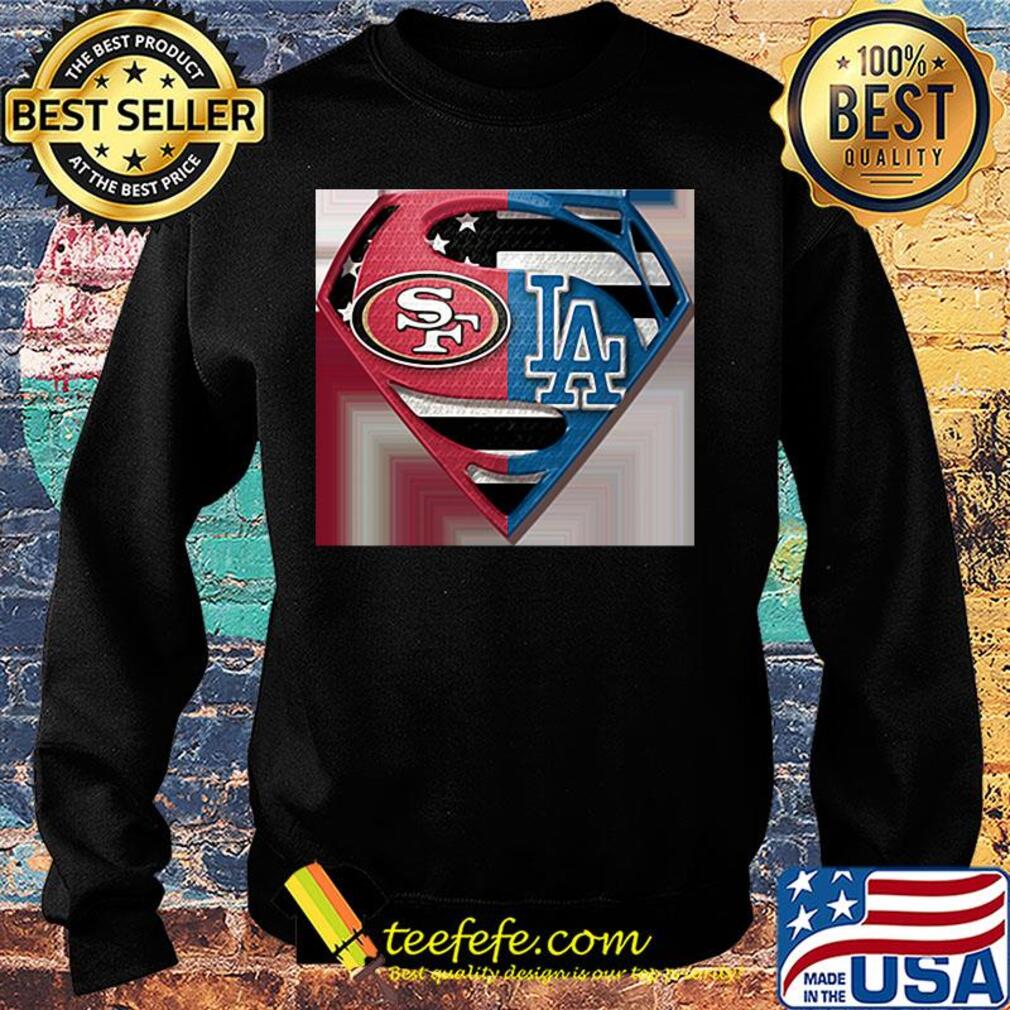 Superhero san francisco 49ers and los angeles dodgers diamond american flag independence day s Sweater Superhero san francisco 49ers and los angeles dodgers diamond american flag independence day s Sweater