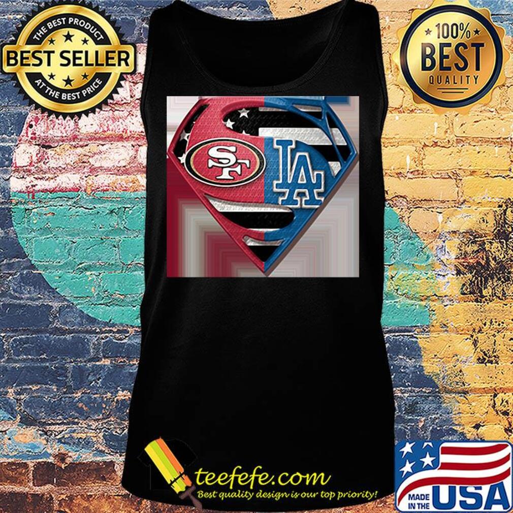 Superhero san francisco 49ers and los angeles dodgers diamond american flag independence day s Tank top Superhero san francisco 49ers and los angeles dodgers diamond american flag independence day s Tank top