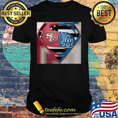 Superhero san francisco 49ers and los angeles dodgers diamond american flag independence day shirt