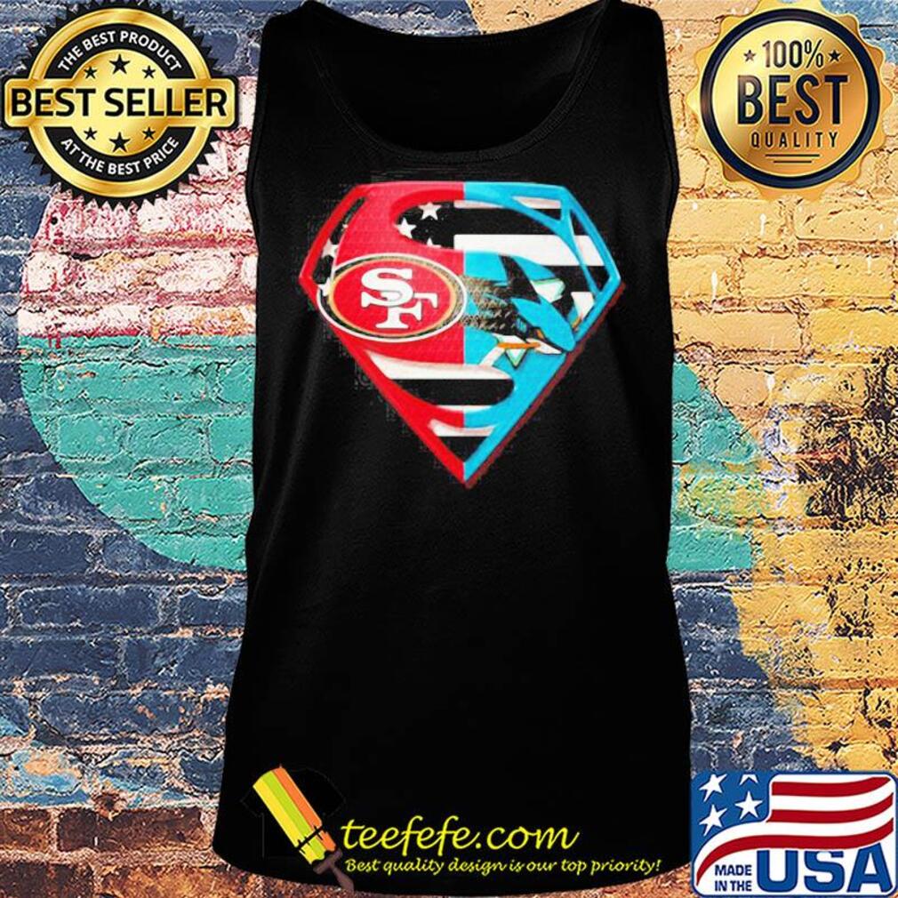 Superhero san francisco 49ers and san jose shark diamond american flag independence day s Tank top Superhero san francisco 49ers and san jose shark diamond american flag independence day s Tank top