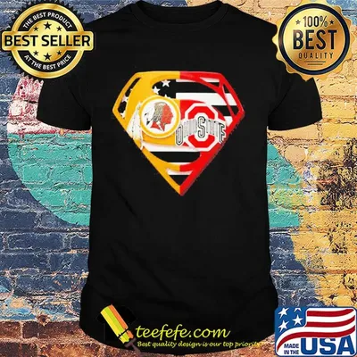 Superhero washington redskins and ohio state buckeyes diamond american flag shirt
