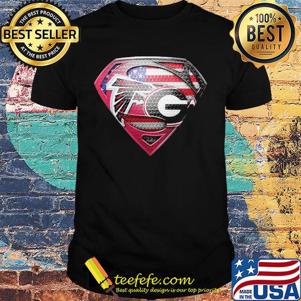 Superman atlanta falconsand and georgia bulldogs american flag independence day shirt