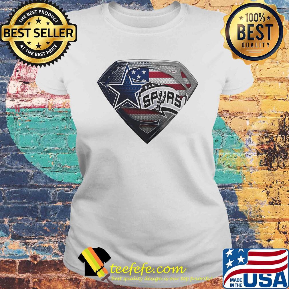 Superman dallas cowboys vs san antonio spurs american flag independence day s Laides tee Superman dallas cowboys vs san antonio spurs american flag independence day s Laides tee
