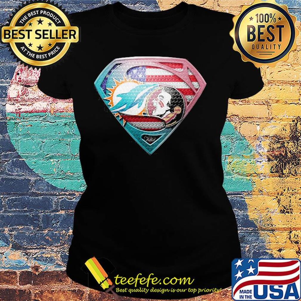 Superman miami dolphins vs florida state american flag independence day s Ladies tee Superman miami dolphins vs florida state american flag independence day s Ladies tee