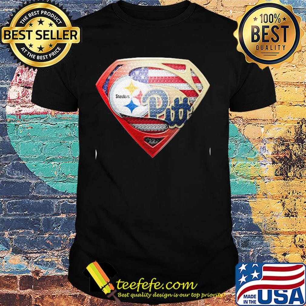 Superman pittsburgh steelers vs pittsburgh penguins american flag independence day shirt