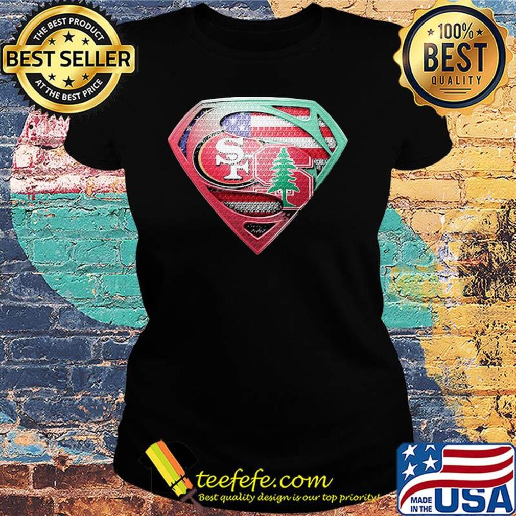 Superman san francisco 49ers vs spine american flag independence day s Ladies tee Superman san francisco 49ers vs spine american flag independence day s Ladies tee