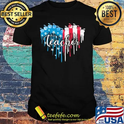 Teacher heart American flag veteran Independence Day shirt