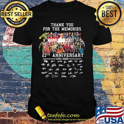 Thank you for the memories marvel studios 27th anniversary 1993 2020 signatures shirt