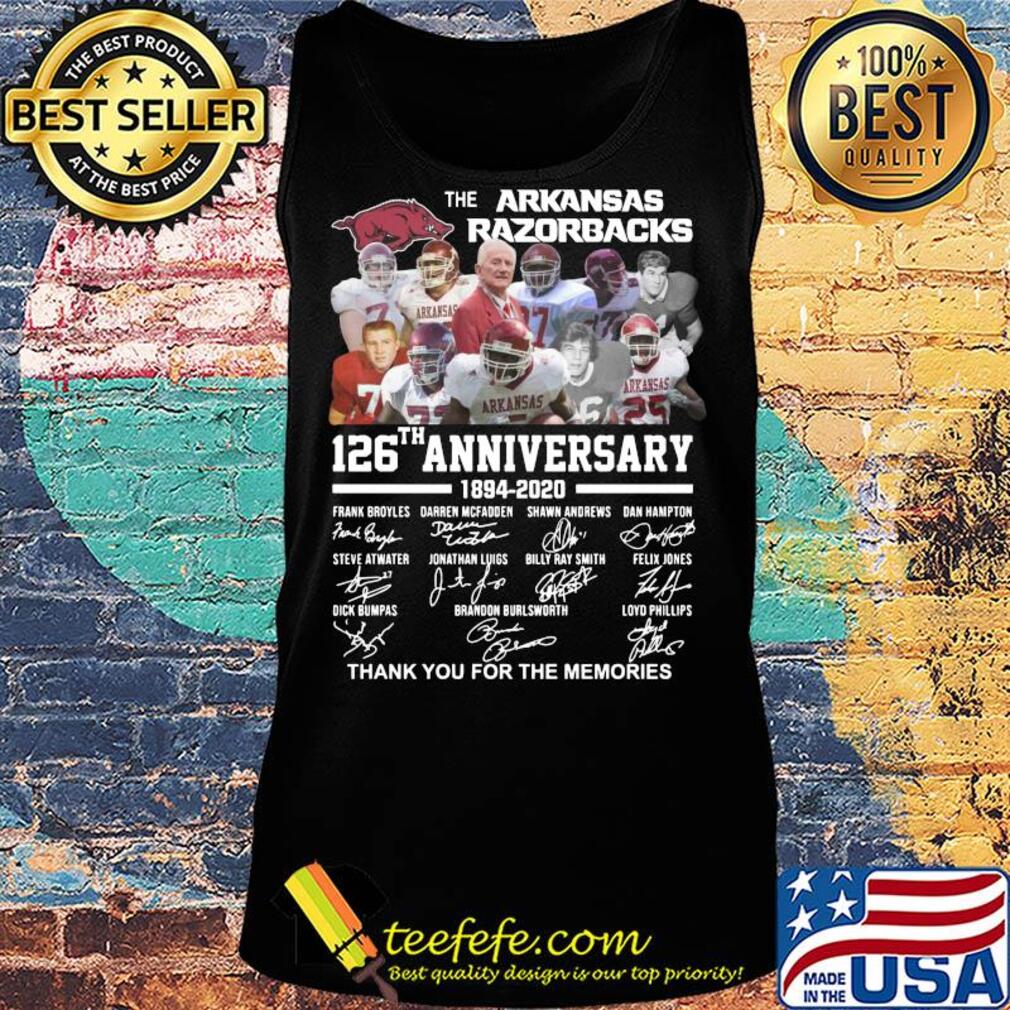 The arkansas razorbacks team 126th anniversary 1894 2020 thank you for the memories signatures s Tank top The arkansas razorbacks team 126th anniversary 1894 2020 thank you for the memories signatures s Tank top