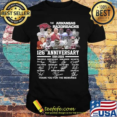 The arkansas razorbacks team 126th anniversary 1894 2020 thank you for the memories signatures shirt