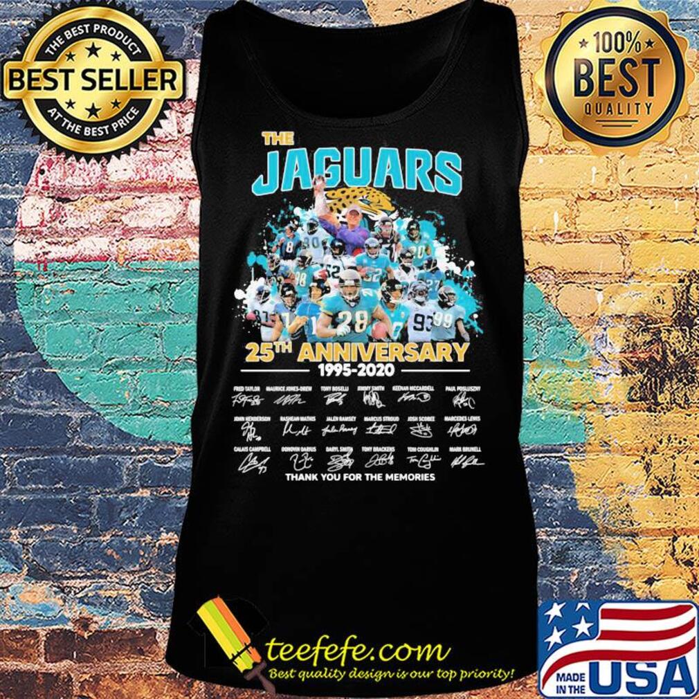 The jacksonville jaguars 25th anniversary 1995 2020 thank you for the memories signatures s Tank top The jacksonville jaguars 25th anniversary 1995 2020 thank you for the memories signatures s Tank top